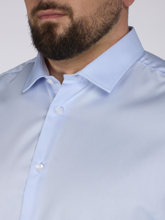 Chemise Satinée Bleu Grande Taille