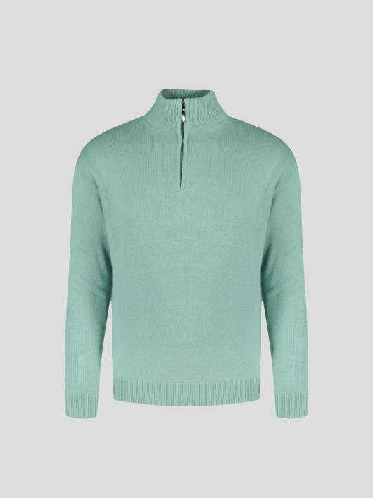 Pull Lino Cachemire Col Camionneur Vert Pastel Capel Grande Taille