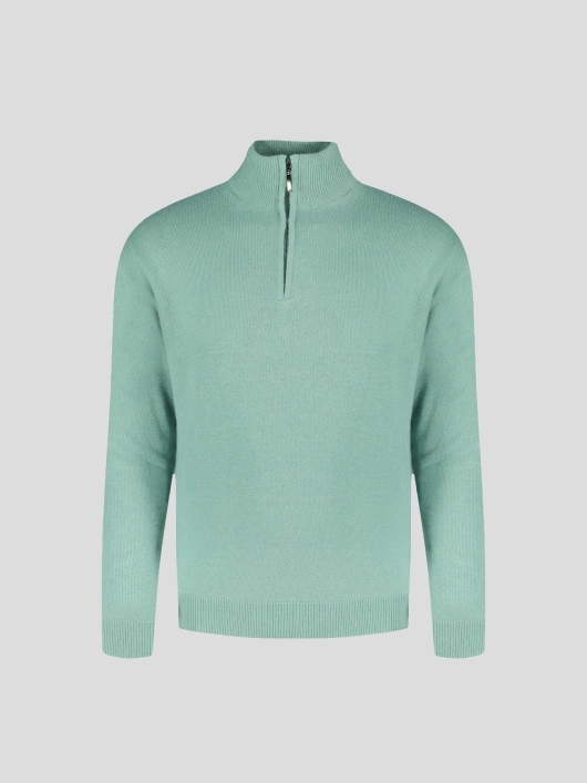 Pull Lino Cachemire Col Camionneur Vert Pastel Capel Grande Taille