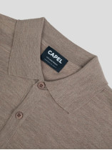 Pull Mérinos Col Polo grande taille Beige Taupe