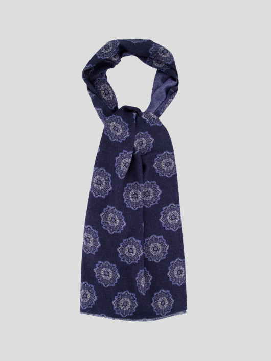 Echarpe Fantaisie Rosace Bleu Grande Taille