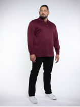 Polo Manches Longues Bordeaux Grande Taille