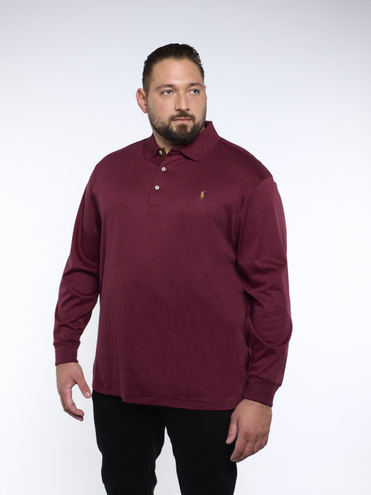 Polo Manches Longues Bordeaux Grande Taille