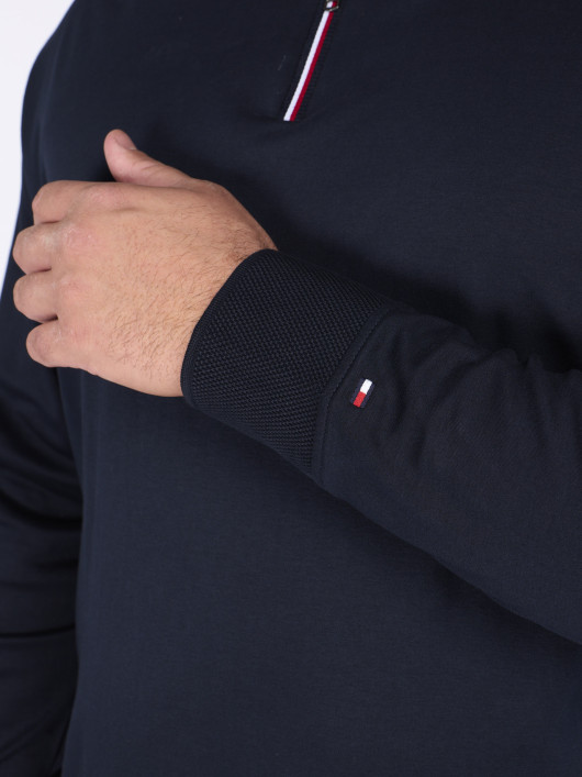 Polo à Manches Longues Zippée Grande Taille Marine