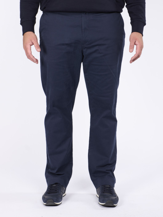 Pantalon En Coton Bleu Marine Grande Taille