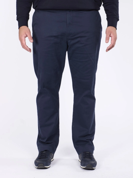 Pantalon En Coton Bleu Marine Grande Taille