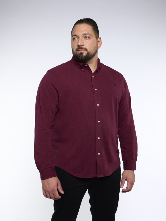 Chemise En Maille Piqué Bordeaux  Grande Taille