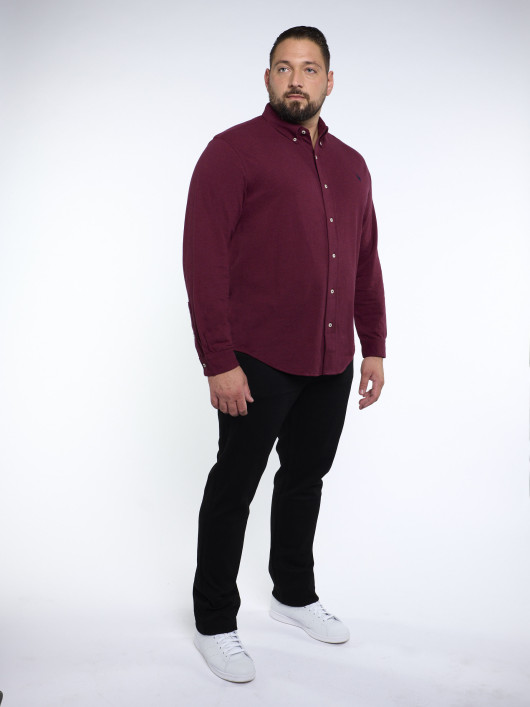 Chemise En Maille Piqué Bordeaux  Grande Taille