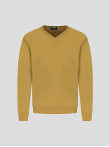 Pull Col V Lambswool Grande Taille Jaune