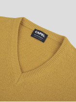 Pull Col V Lambswool Grande Taille Jaune