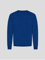 Pull Col V Laine Mérinos Bleu Grande Taille