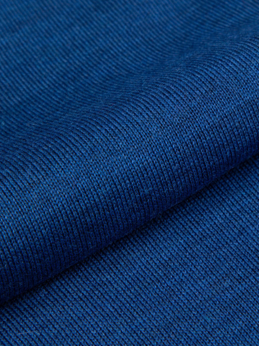 Pull Col V Laine Mérinos Bleu Grande Taille