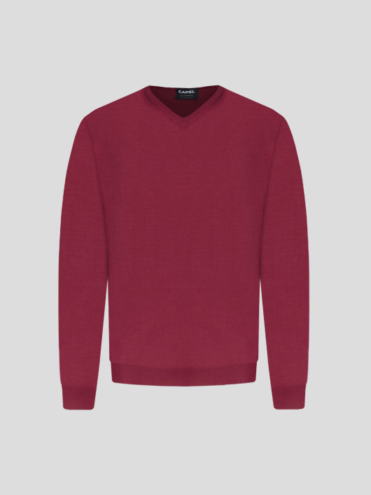 Pull Col V Laine Mérinos Rose Grande Taille