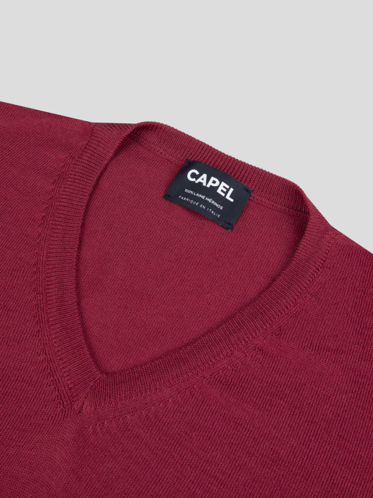 Pull Col V Laine Mérinos Rose Grande Taille