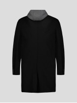 Manteau Maille Lainage Parementure et Capuche Amovible Noir Capel