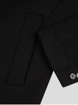 Manteau Maille Lainage Parementure et Capuche Amovible Noir Capel