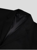 Manteau Maille Lainage Parementure et Capuche Amovible Noir Capel