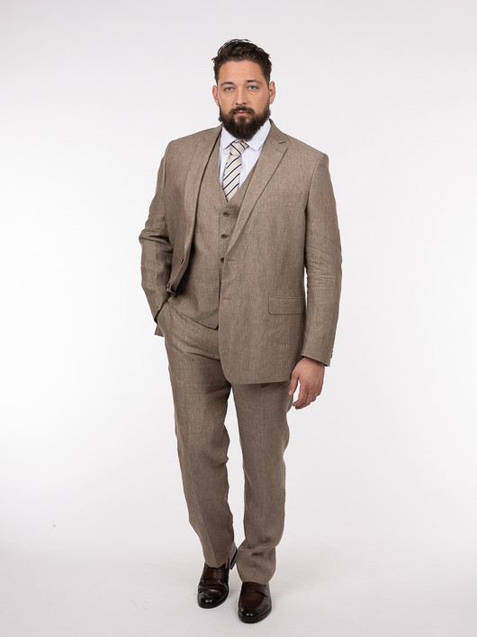 Costume Complet En Lin Grande Taille Beige