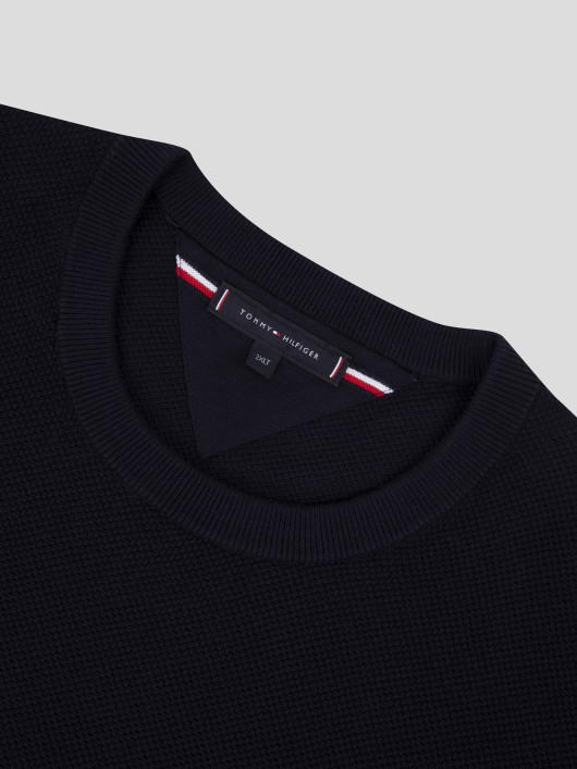 Pull Bleu Marine Maille Structuré Grande Taille