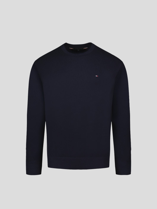 Pull Bleu Marine Maille Structuré Grande Taille