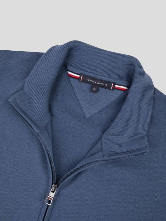 Cardigan Jersey Bleu Zippé Tommy Hilfiger Grande Taille