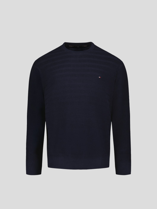 Pull Maille Effet Rayures Bleu Marine Tommy Hilfiger Grande Taille