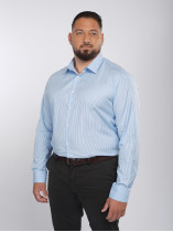 Chemise Satinée Bleu Rayée Grande Taille