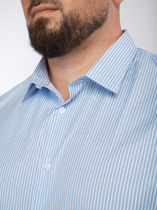 Chemise Satinée Bleu Rayée Grande Taille