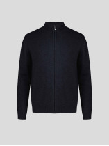 Cardigan Zippé En Laine et Cachemire Grande Taille Marine