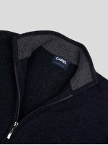 Cardigan Zippé En Laine et Cachemire Grande Taille Marine