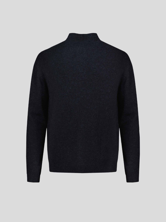 Cardigan Zippé En Laine et Cachemire Grande Taille Marine