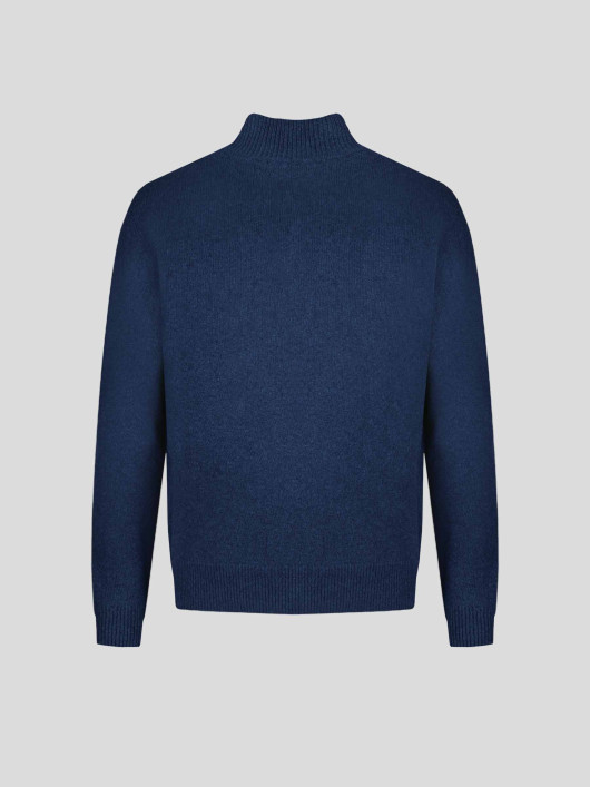 Pull Lino En Laine Col Camionneur Grande Taille Bleu Foncé