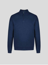 Pull Lino En Laine Col Camionneur Grande Taille Bleu Foncé