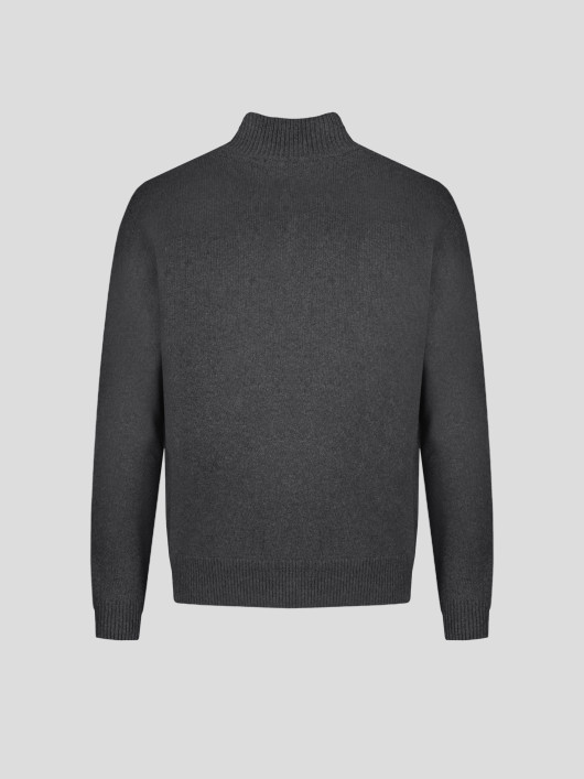 Pull Lino Laine et Cachemire Col Camionneur Grande Taille Gris