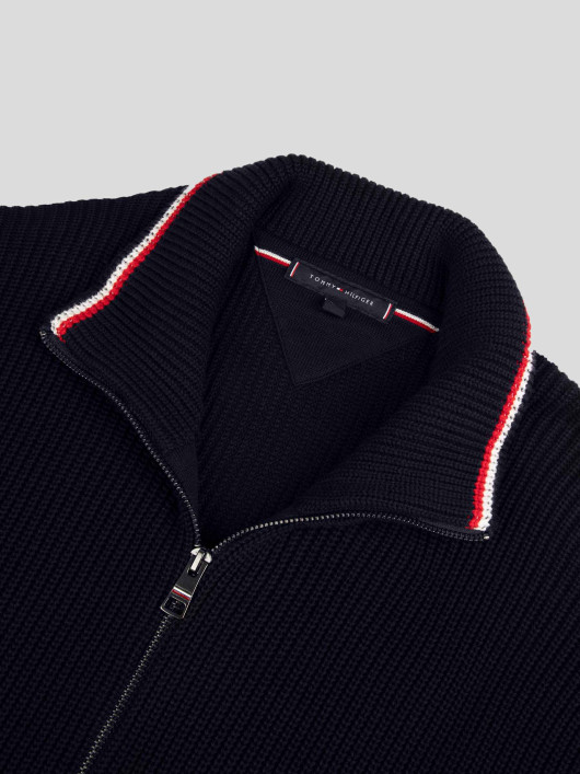 Cardigan Zippé En Coton Grande Taille Marine