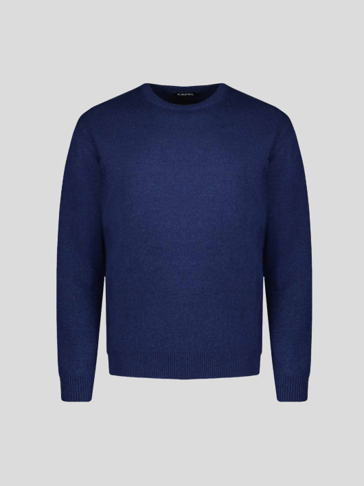 Pull Col Rond Laine Cachemire Grande Taille Bleu Foncé