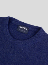 Pull Col Rond Laine Cachemire Grande Taille Bleu Foncé