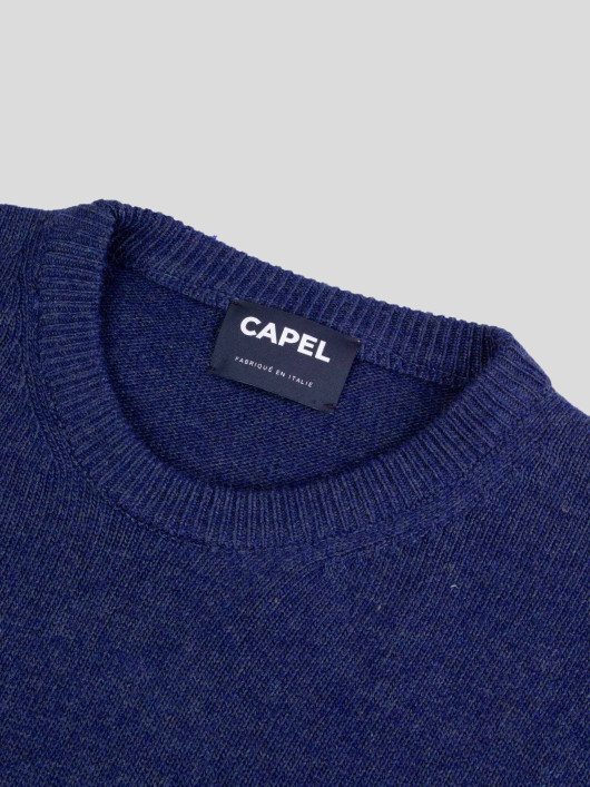 Pull Col Rond Laine Cachemire Grande Taille Bleu Foncé