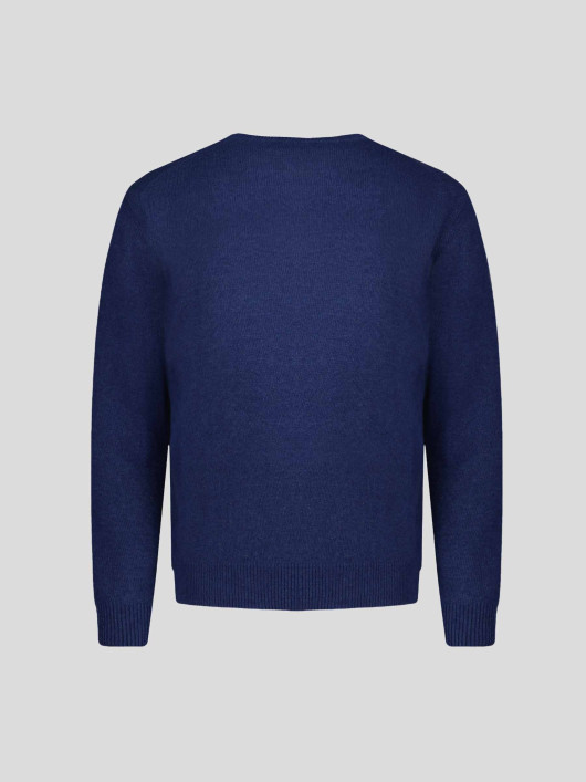 Pull Col Rond Laine Cachemire Grande Taille Bleu Foncé