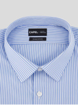 Chemise Satinée Bleu Rayée Grande Taille