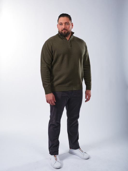 Pull Laine Camionneur Grande Taille Kaki