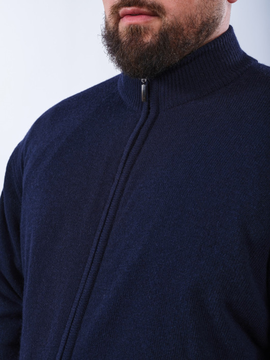 Cardigan Zippé Laine et Cachemire Grande Taille Marine
