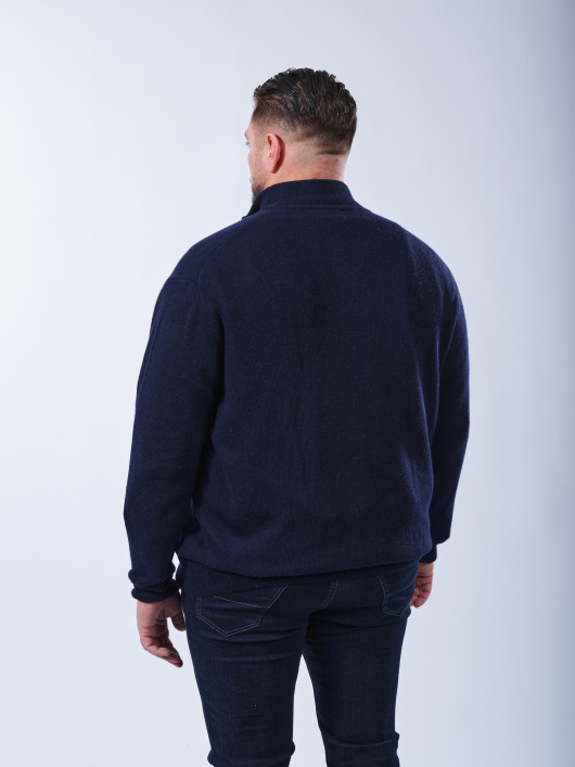 Cardigan Zippé Laine et Cachemire Grande Taille Marine