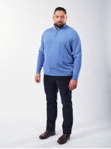 Pull Lino Col Camionneur Laine Grande Taille Bleu Clair