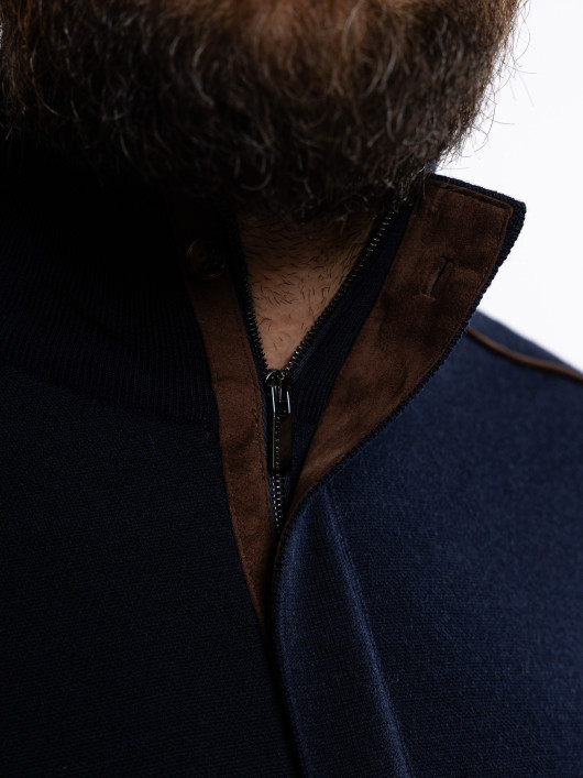 Cardigan Zippé Laine Grande Taille Marine