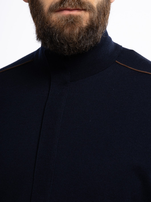 Cardigan Zippé Laine Grande Taille Marine