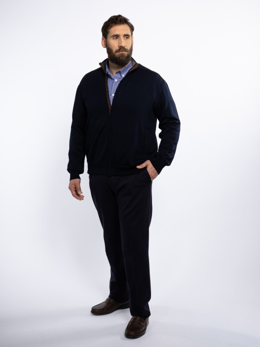 Cardigan Zippé Laine Grande Taille Marine