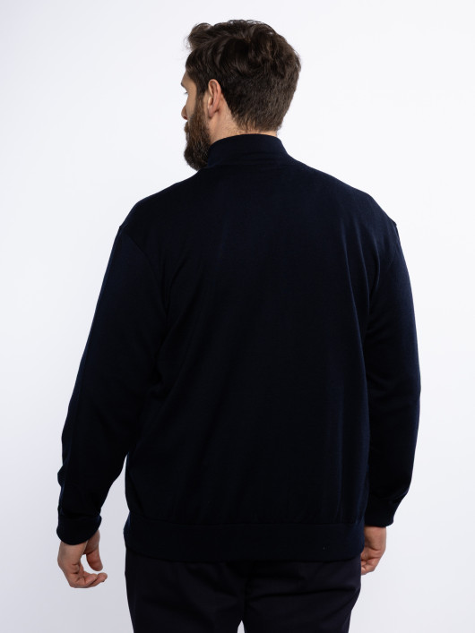 Cardigan Zippé Laine Grande Taille Marine