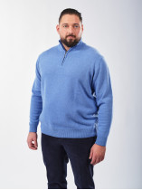 Pull Lino Col Camionneur Laine Grande Taille Bleu Clair
