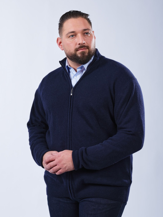 Cardigan Zippé Laine et Cachemire Grande Taille Marine
